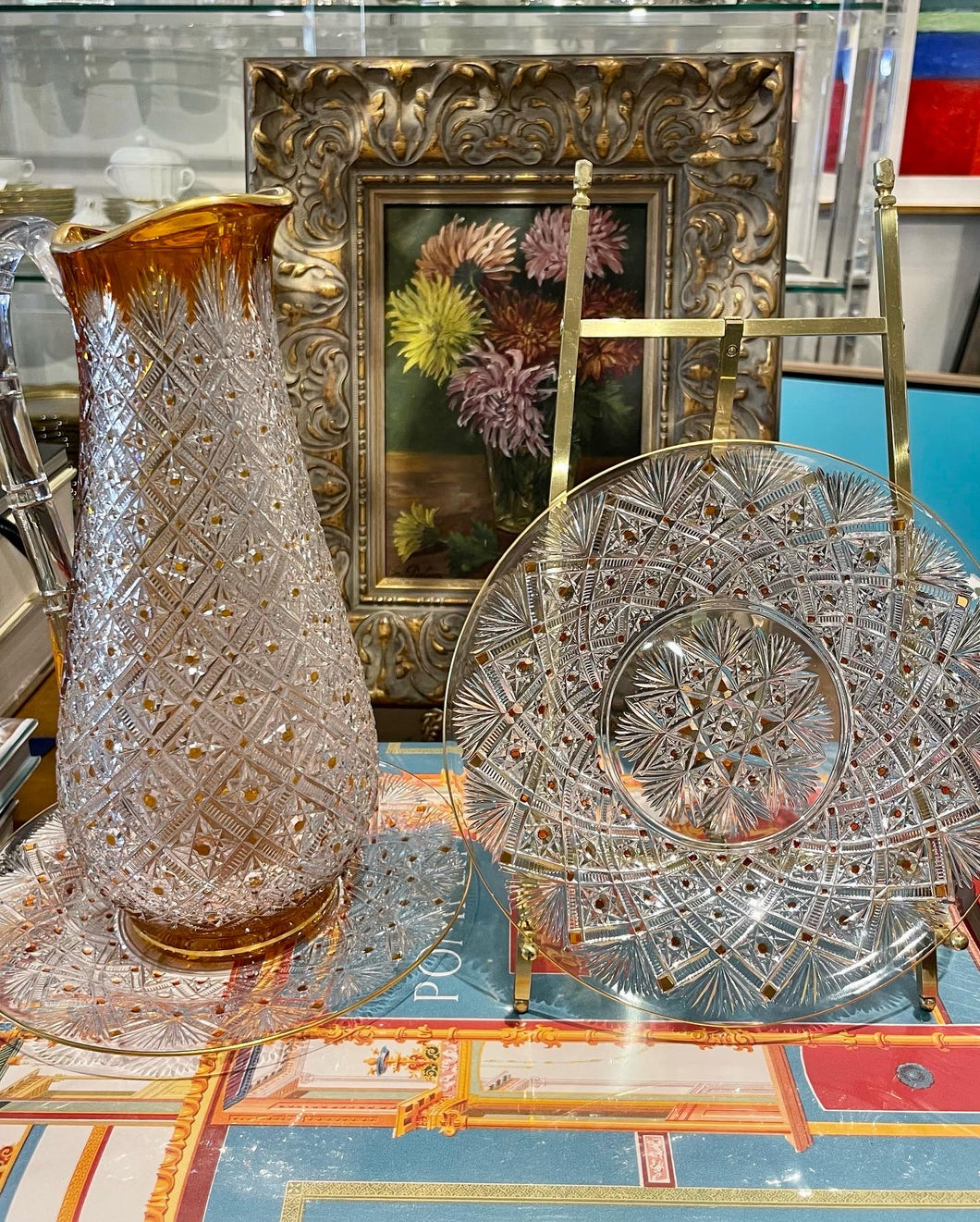 Baccarat Crystal Pitcher and Desert Plate Set