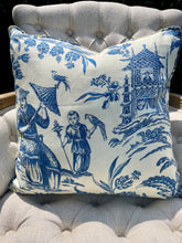 Load image into Gallery viewer, Blue and white chinoiserie throw pillow
