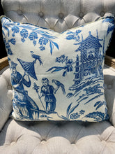 Load image into Gallery viewer, Blue and white chinoiserie throw pillow
