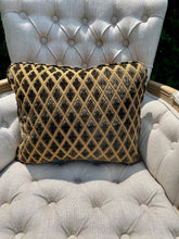 Load image into Gallery viewer, Green and Gold Diamond velvet pillow
