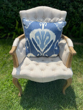 Load image into Gallery viewer, Blue and white Ikat throw pillow
