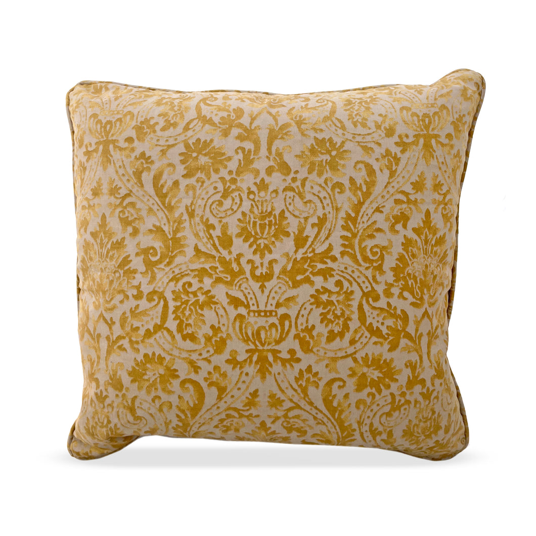 Gold and ivory, leaf and vine throw pillow