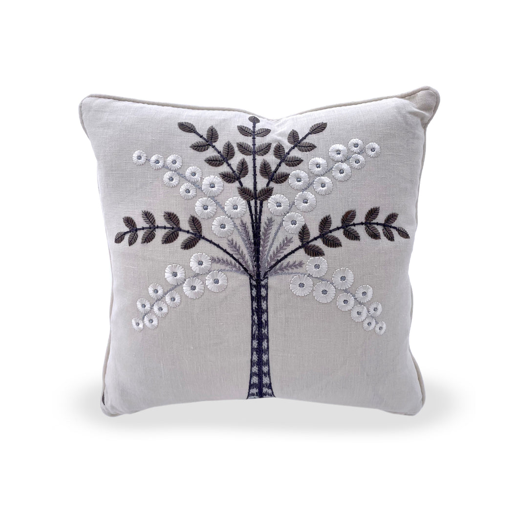 Palm tree linen throw pillow