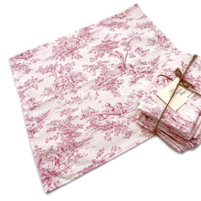 Load image into Gallery viewer, Raspberry toile dinner napkins
