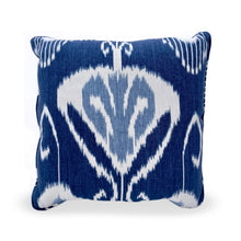 Load image into Gallery viewer, Blue and white Ikat throw pillow
