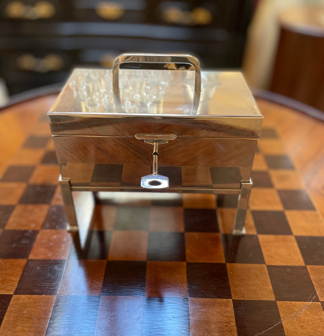 Art-Deco Silver Box on Stand with key