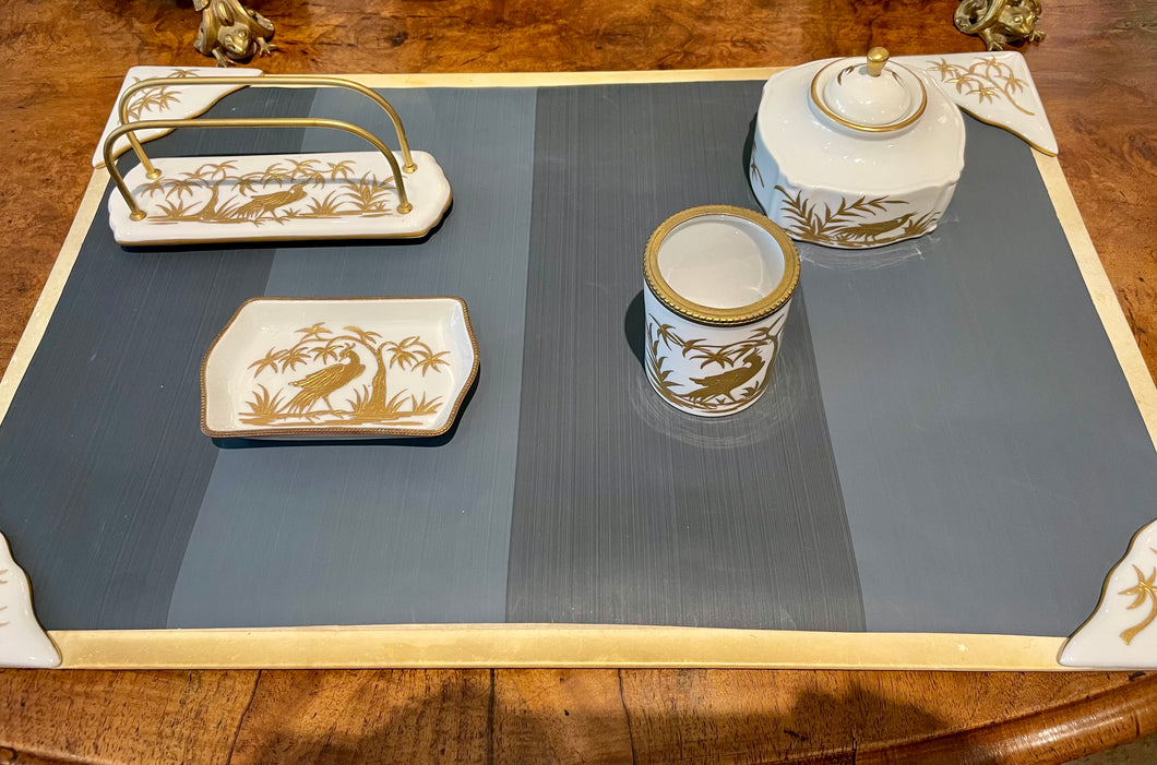 Limoges Porcelain Five-Piece Desk Set