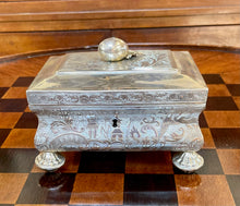 Load image into Gallery viewer, Austrian Sterling Silver Sugar Box with Chinoiserie and Acorn atop
