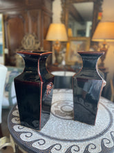 Load image into Gallery viewer, Pair of Black Asian Vases
