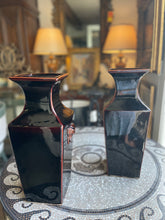 Load image into Gallery viewer, Pair of Black Asian Vases
