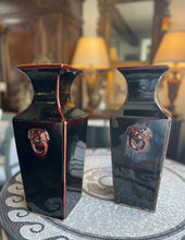 Load image into Gallery viewer, Pair of Black Asian Vases
