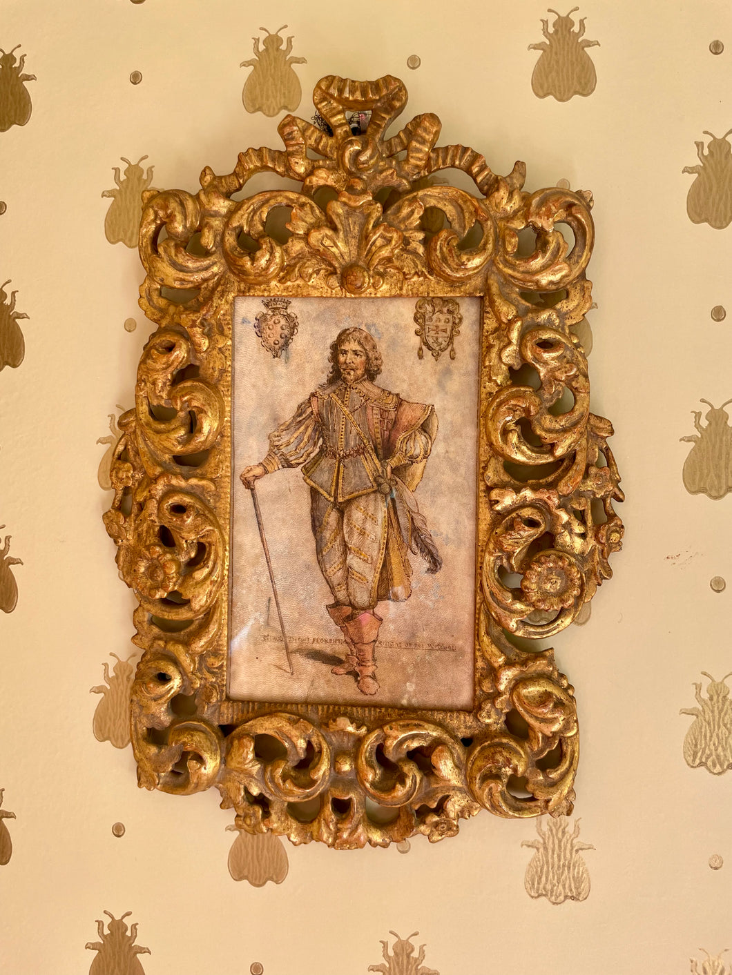 Antique Italian painting with period frame.